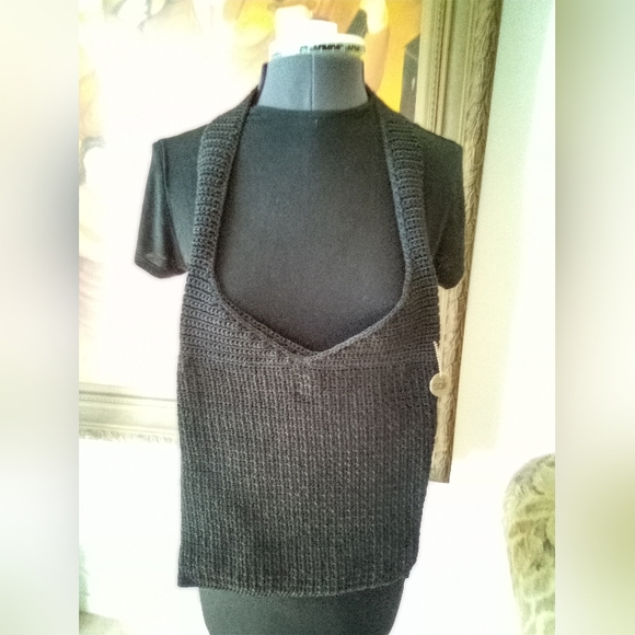 Boho Black Knit Shoulder Bag - Picture 2 of 4
